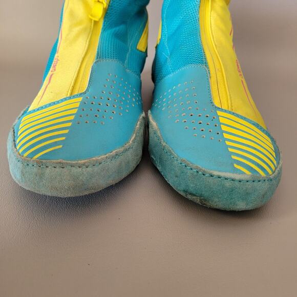 Rare Adidas Adizero Wrestling Shoes Blue Yellow Pink Size 12 - Picture 6 of 16